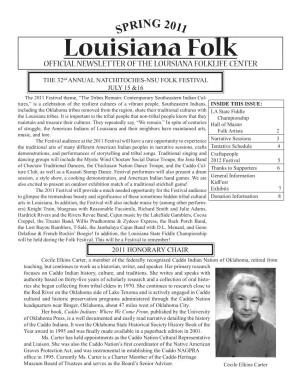 Louisiana Folk OFFICIAL NEWSLETTER of the LOUISIANA FOLKLIFE CENTER