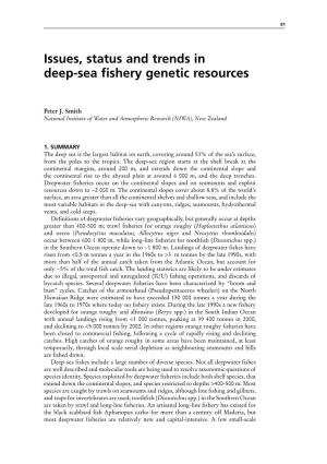 Issues, Status and Trends in Deep-Sea Fishery Genetic Resources