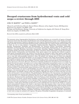 Decapod Crustaceans from Hydrothermal Vents and Cold Seeps: a Review Through 2005