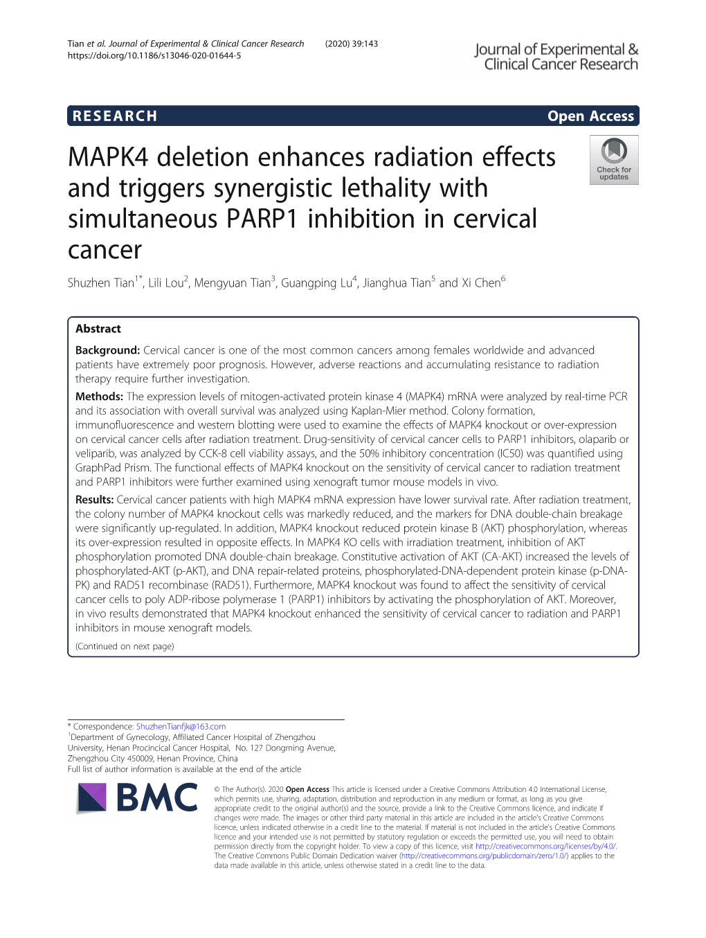 MAPK4 Deletion Enhances Radiation Effects and Triggers Synergistic