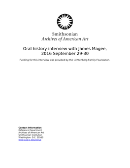 Oral History Interview with James Magee, 2016 September 29-30