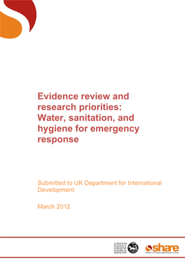 Water, Sanitation, and Hygiene for Emergency Response