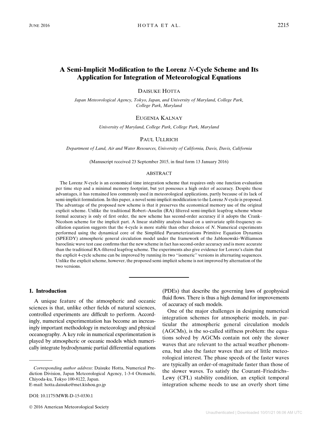 A Semi-Implicit Modification to the Lorenz N-Cycle Scheme and Its