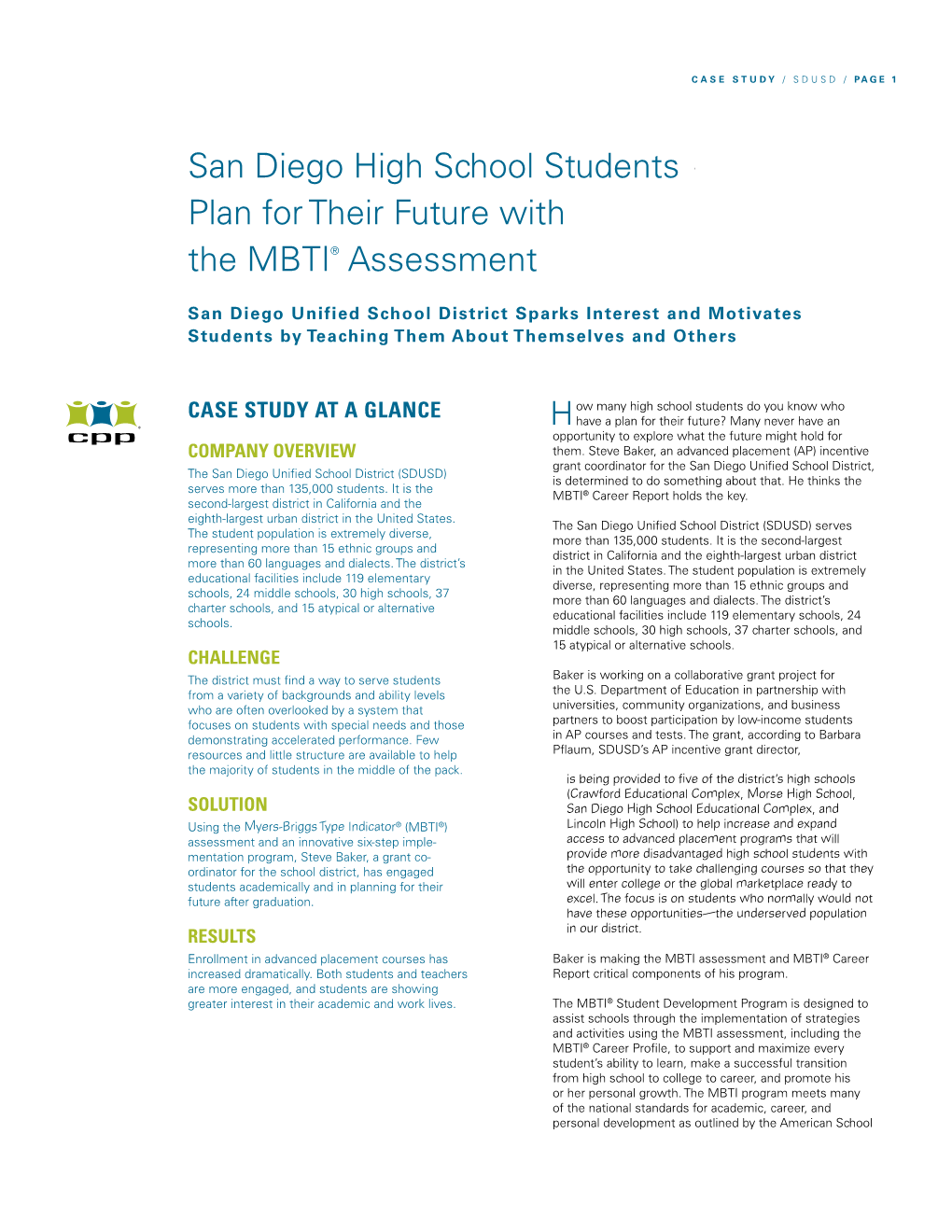 San Diego High School Students Plan for Their Future with the MBTI® Assessment