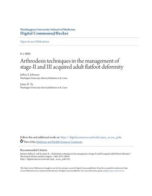 Arthrodesis Techniques in the Management of Stage-II and III Acquired Adult Flatfoot Deformity Jeffrey E