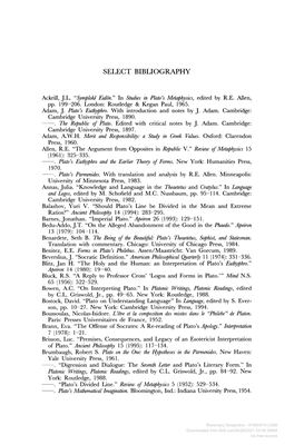 Downloaded from Brill.Com09/28/2021 03:06:38AM Via Free Access 234 SELECT BIBLIOGRAPHY