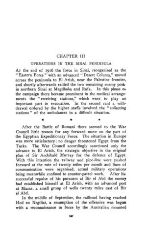 CHAPTER III at the End of 1916 the Force in Sinai, Reorganised As The