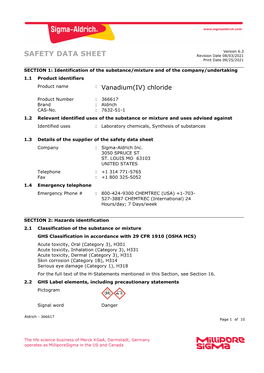 SAFETY DATA SHEET Revision Date 08/03/2021 Print Date 09/25/2021