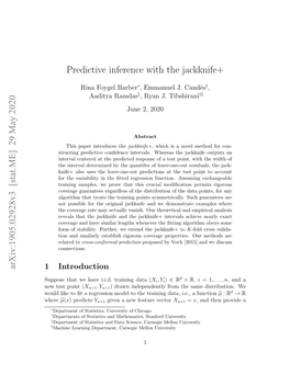 Predictive Inference with the Jackknife+ Arxiv:1905.02928V3