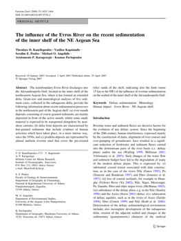 The Influence of the Evros River on the Recent Sedimentation of The