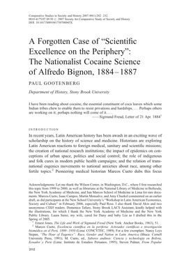 The Nationalist Cocaine Science of Alfredo Bignon, 1884–1887