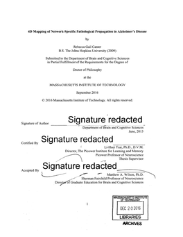 Signature Redacted Department of Brain and Cognitive Sciences June, 2013