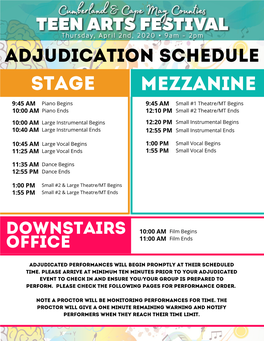 Adjudication Schedule Stage Mezzanine