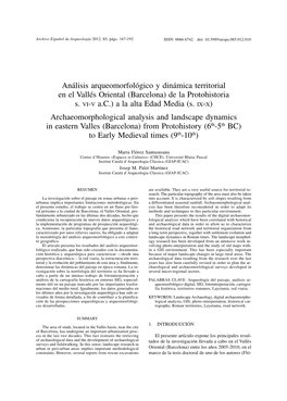 Análisis Arqueomorfológico Y Dinámica Territorial En El Vallés Oriental (Barcelona) De La Protohistoria S