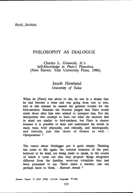 Philosophy As :Dialoigue