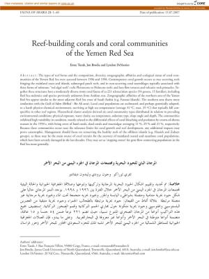 Reef-Building Corals and Coral Communities of the Yemen Red Sea
