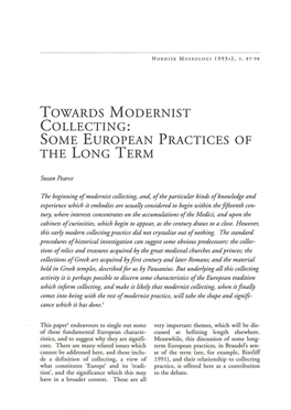Towards Modernist Collecting: Some European Practices of the Long Term