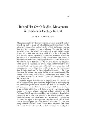 Ireland Her Own’: Radical Movements in Nineteenth-Century Ireland
