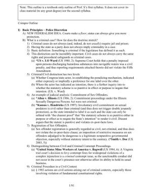 1/91 Crimpro Outline I) Basic Principles