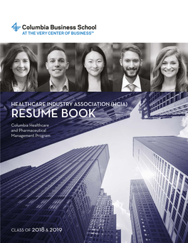 RESUME BOOK Columbia Healthcare and Pharmaceutical Management Program