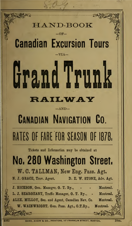 Handbook of Canadian Excursion Tours Via Grand Trunk