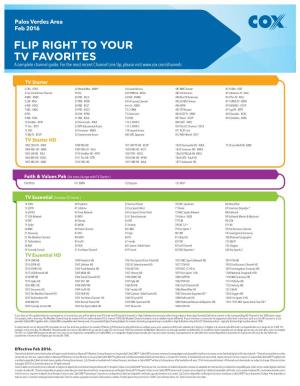Channel Lineup Palos Verdes Area Palos Verdes Area Feb 2016 FLIP RIGHT to YOUR TV FAVORITES a Complete Channel Guide