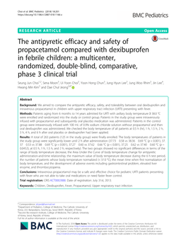 The Antipyretic Efficacy and Safety of Propacetamol Compared With