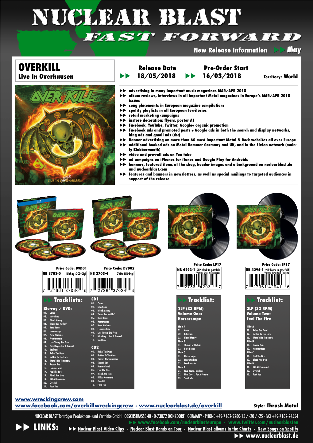 OVERKILL Release Date Pre-Order Start Live in Overhausen Uu 18/05/2018 Uu 16/03/2018 Territory: World