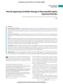 Normal-Appearing Cerebellar Damage in Neuromyelitis Optica Spectrum Disorder