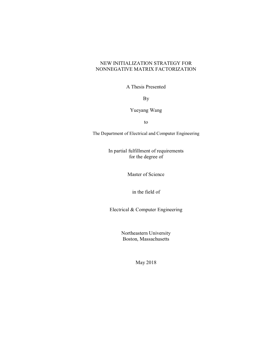 New Initialization Strategy for Nonnegative Matrix Factorization