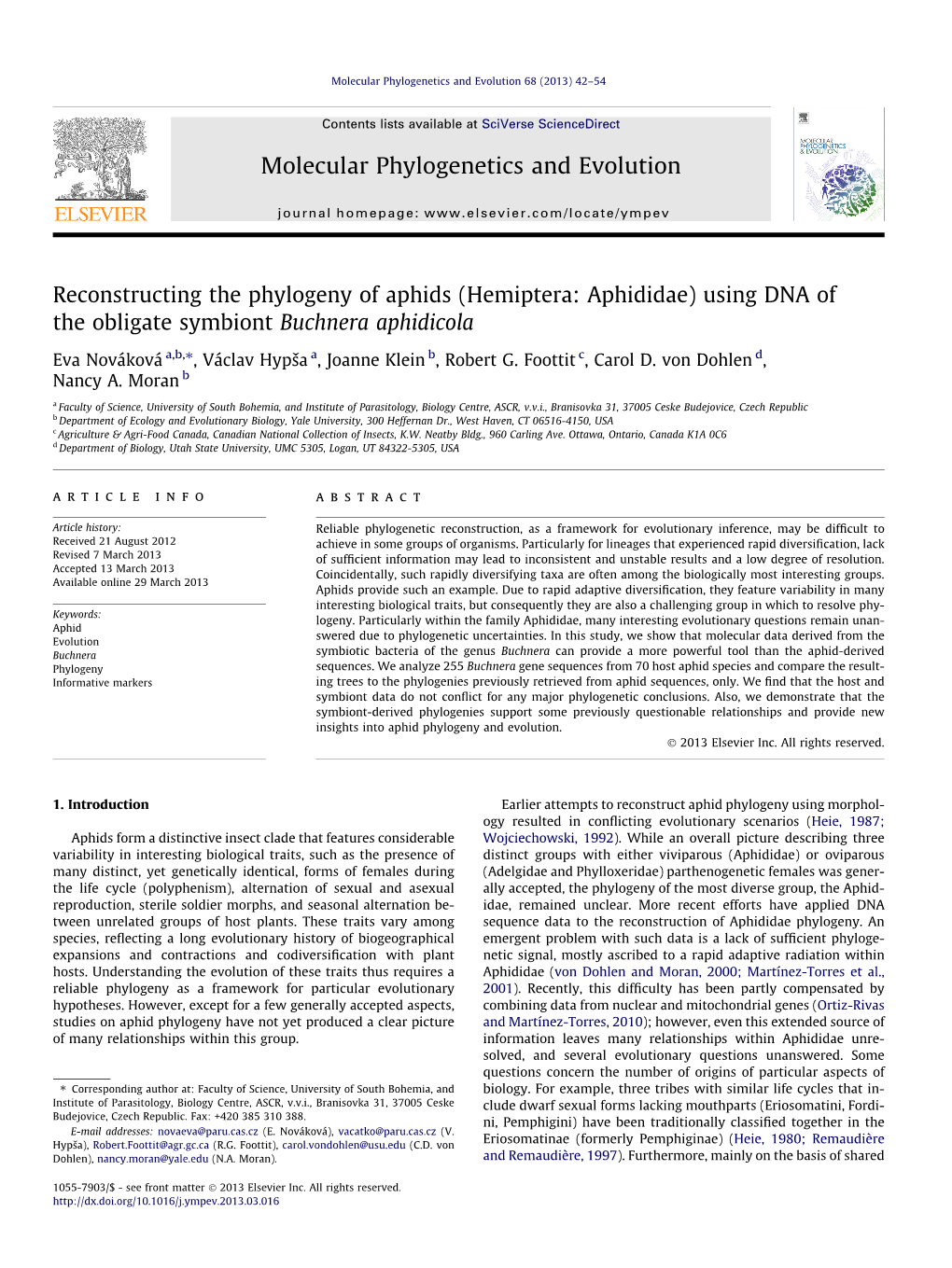 Reconstructing the Phylogeny of Aphids