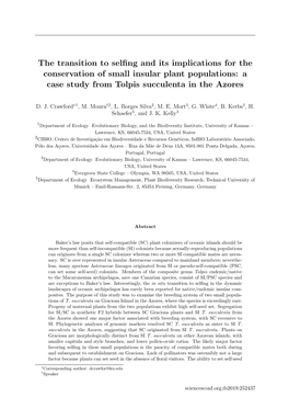 The Transition to Selfing and Its Implications for the Conservation Of