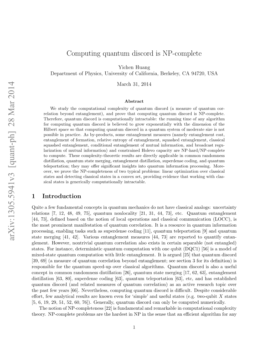 Computing Quantum Discord Is NP-Complete (Theorem 2)