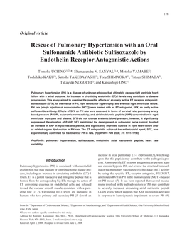 Rescue of Pulmonary Hypertension with an Oral Sulfonamide Antibiotic Sulﬁsoxazole by Endothelin Receptor Antagonistic Actions