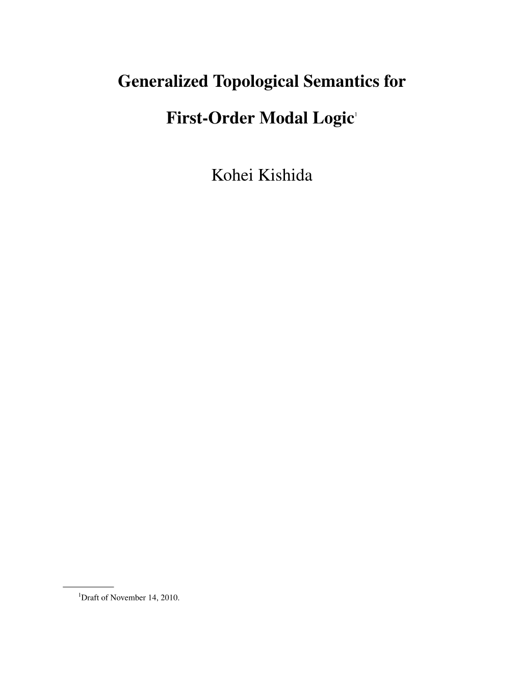 Generalized Topological Semantics for First-Order Modal Logic 205 VI.1