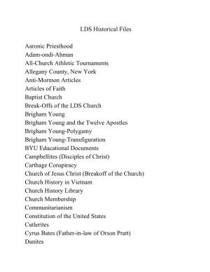 LDS Historical Files Aaronic Priesthood Adamondiahman