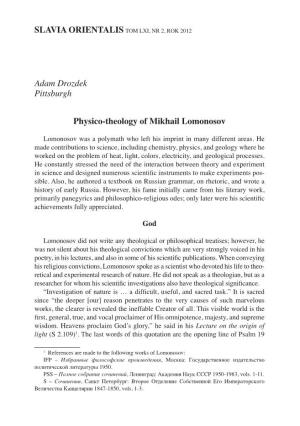Adam Drozdek Pittsburgh Physico-Theology of Mikhail