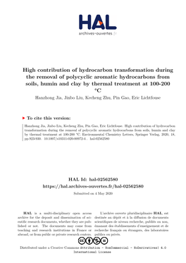 High Contribution of Hydrocarbon Transformation During the Removal