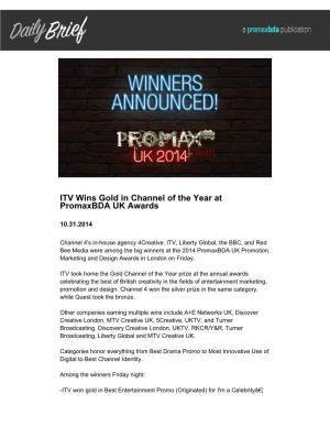 ITV Wins Gold in Channel of the Year at Promaxbda UK Awards