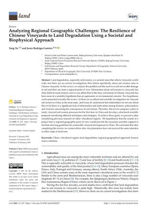 The Resilience of Chinese Vineyards to Land Degradation Using a Societal and Biophysical Approach