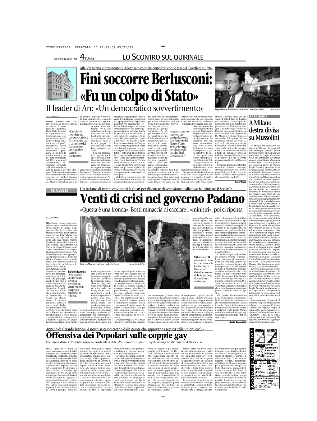 Finisoccorreberlusconi: «Fuuncolpodistato»