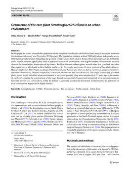 Occurrence of the Rare Plant Sternbergia Colchiciflora In