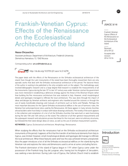 Frankish-Venetian Cyprus: JSACE 3/16