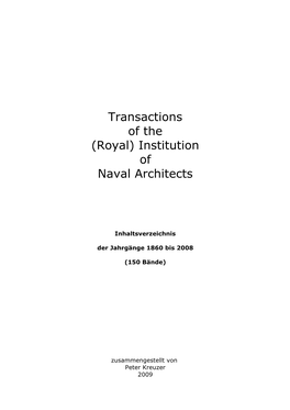 Transactions of the Royal Institution of Naval Architects