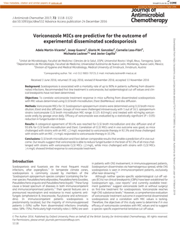 Voriconazole Mics Are Predictive for the Outcome Of