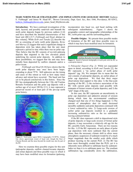 MARS NORTH POLAR STRATIGRAPHY and IMPLICATIONS for GEOLOGIC HISTORY Kathryn E