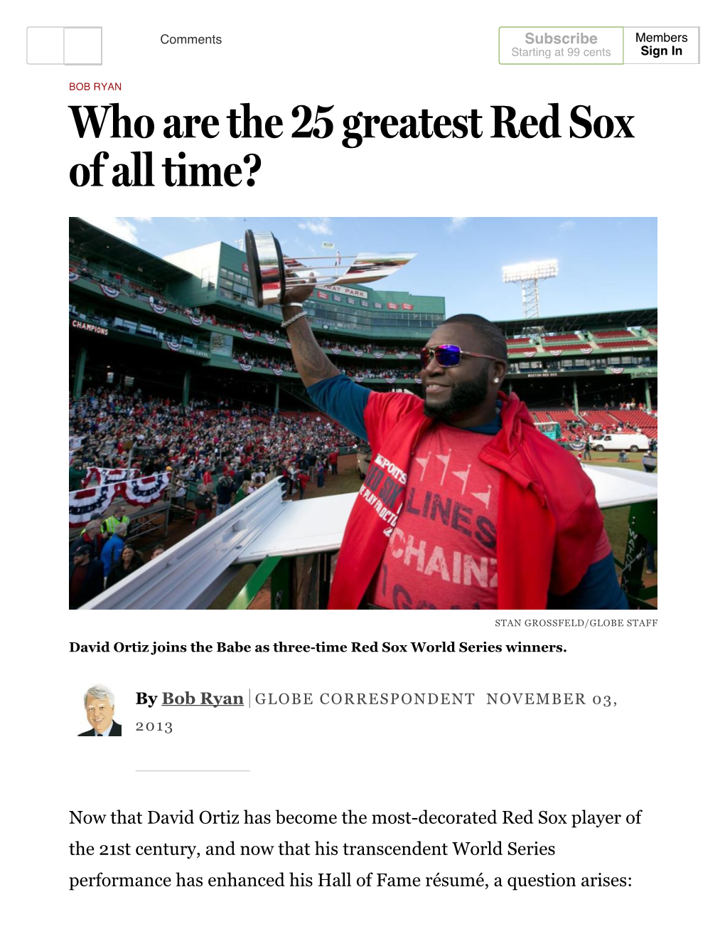 Who Are the 25 Greatest Red Sox of All Time?