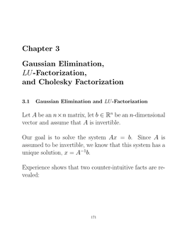 Chapter 3 Gaussian Elimination, LU-Factorization, and Cholesky
