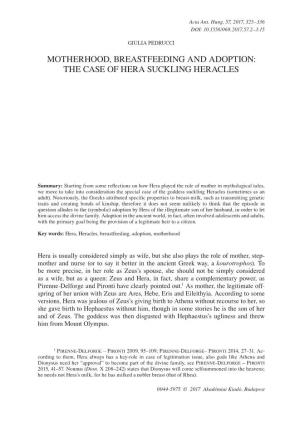 Motherhood, Breastfeeding and Adoption: the Case of Hera Suckling Heracles