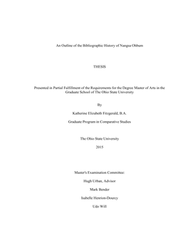 An Outline of the Bibliographic History of Nangsa Ohbum THESIS